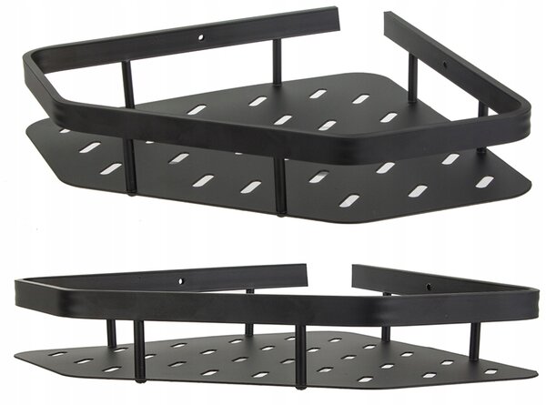 Kutna kupaonska aluminijska polica za tuš kabinu 25 cm crna