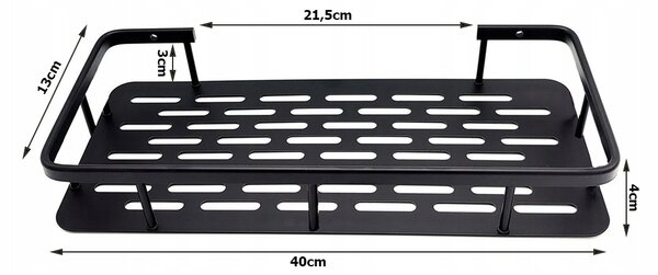 Kupaonska aluminijska polica za tuš kabinu 40 cm crna