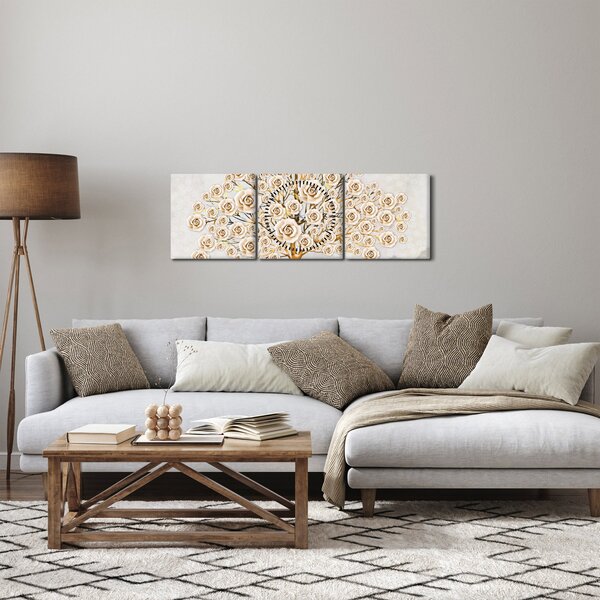 Slika cvijetnog stabla (sa satom) (90x30 cm)