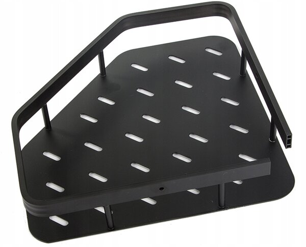 Kutna kupaonska aluminijska polica za tuš kabinu 25 cm crna