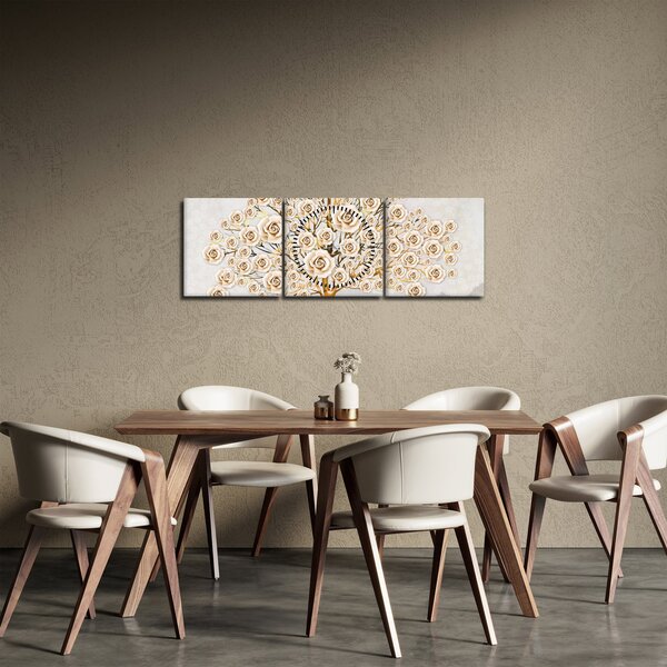 Slika cvijetnog stabla (sa satom) (90x30 cm)