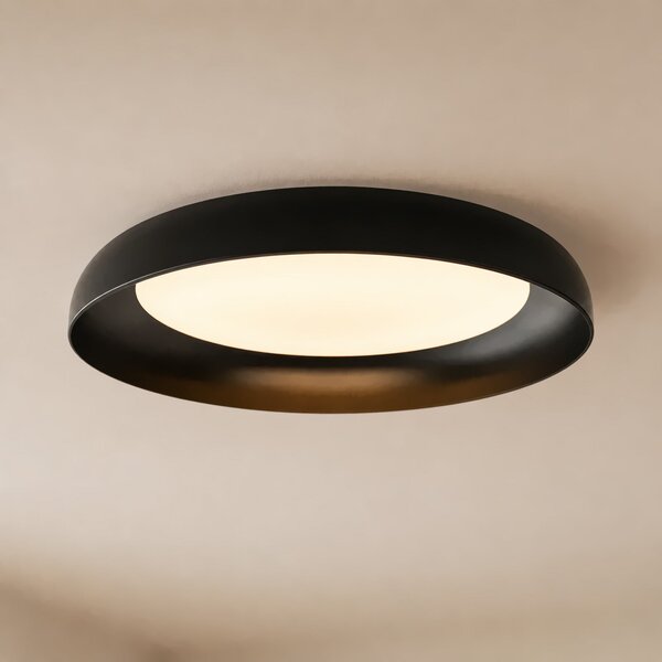 Lindby Florie LED stropna svjetiljka, crna, metal, Ø 40 cm, Crno, Dnevni boravak/blagovaonica, Plastika
