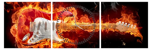 Slika - Gitara u plamenu (sa satom) (90x30 cm)