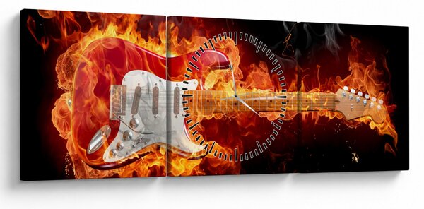 Slika - Gitara u plamenu (sa satom) (90x30 cm)