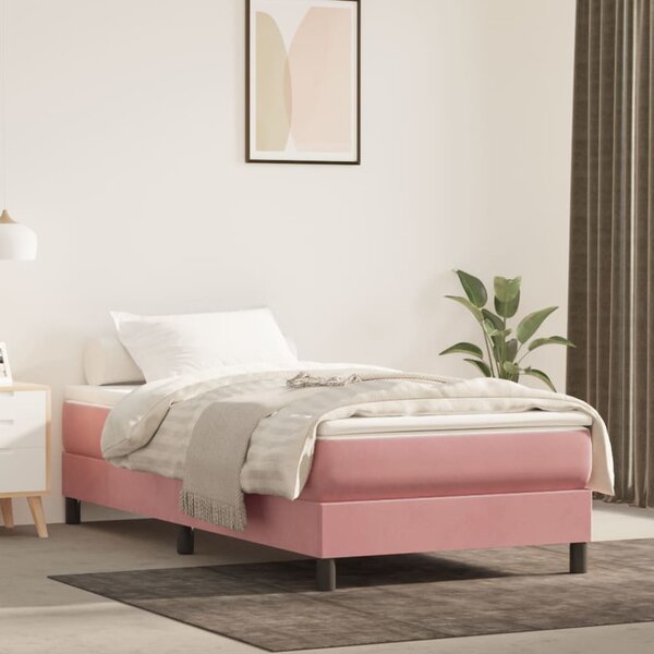VidaXL Okvir za krevet s oprugama ružičasti 90x200 cm baršunasti
