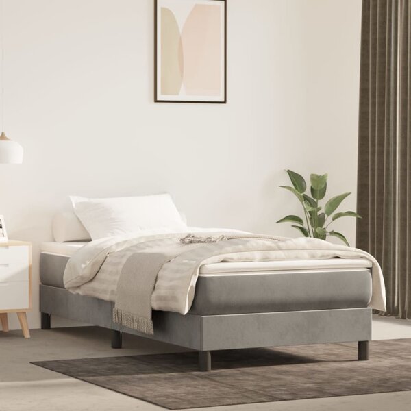 VidaXL Okvir za krevet s oprugama svjetlosivi 90x200 cm baršunasti
