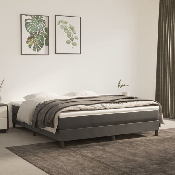 VidaXL Okvir za krevet s oprugama tamnosivi 160x200 cm baršunasti