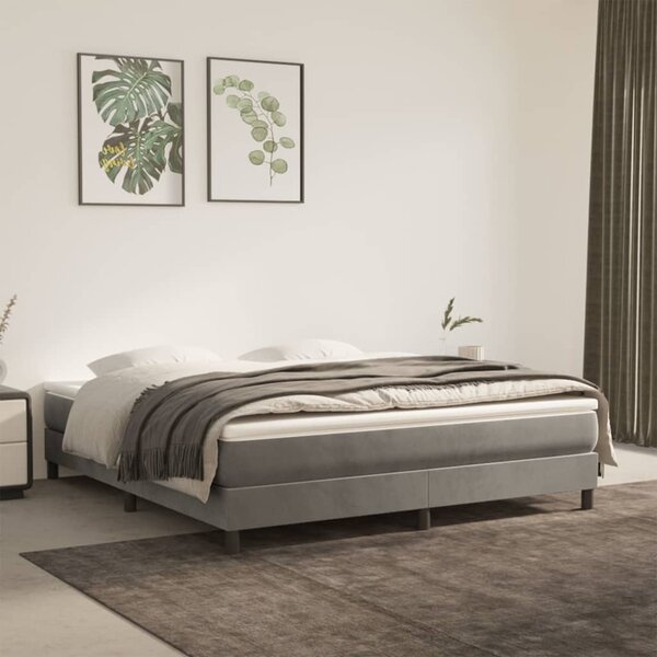 VidaXL Okvir za krevet s oprugama svjetlosivi 160x200 cm baršunasti