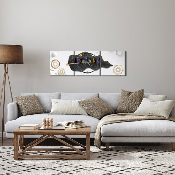 Slika apstrakcije (sa satom) (90x30 cm)