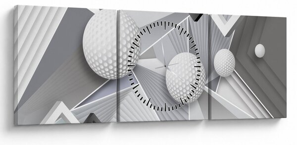 Geometrijska apstraktna slika (sa satom) (90x30 cm)