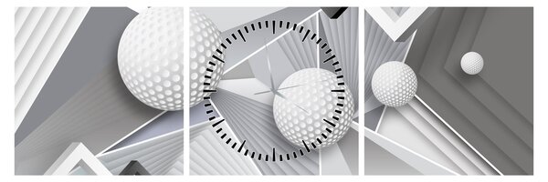 Geometrijska apstraktna slika (sa satom) (90x30 cm)