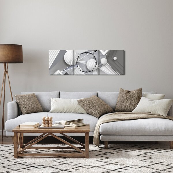 Geometrijska apstraktna slika (sa satom) (90x30 cm)