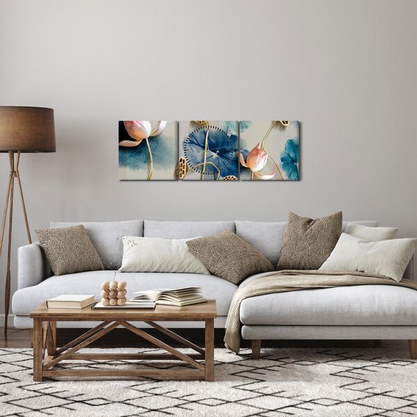 Slika s cvijećem (sa satom) (90x30 cm)