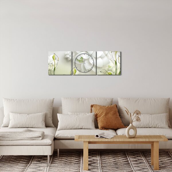 Slika s cvijećem (sa satom) (90x30 cm)