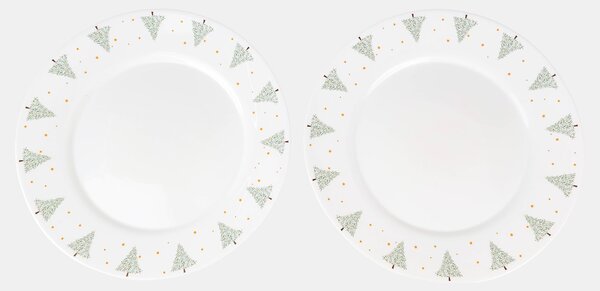 Sinsay - Stakleni plitki tanjuri s printom božićnih drvaca 2 pack