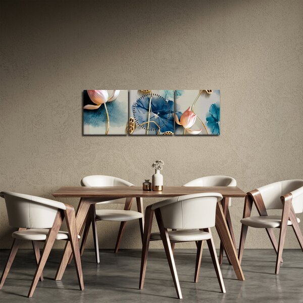 Slika s cvijećem (sa satom) (90x30 cm)
