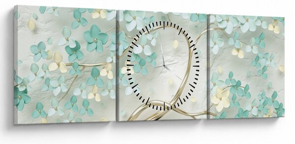 Slika - Zlatno cvijetno stablo (sa satom) (90x30 cm)