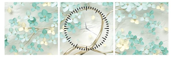 Slika - Zlatno cvijetno stablo (sa satom) (90x30 cm)