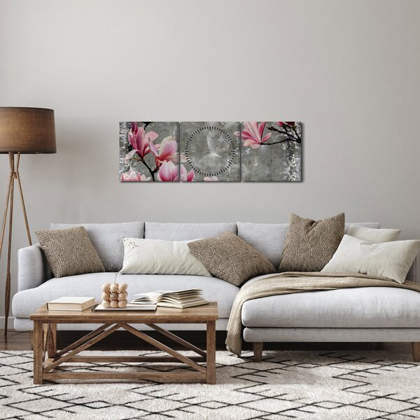 Slika s cvijećem (sa satom) (90x30 cm)