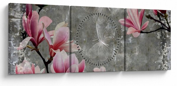 Slika s cvijećem (sa satom) (90x30 cm)
