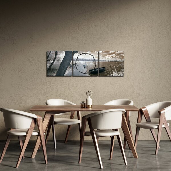 Slika čamca na jezeru (sa satom) (90x30 cm)