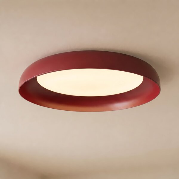 Lindby Florie LED stropna svjetiljka, crvena, metal, Ø 40 cm, Crvena, Dnevni boravak/blagovaonica, Plastika