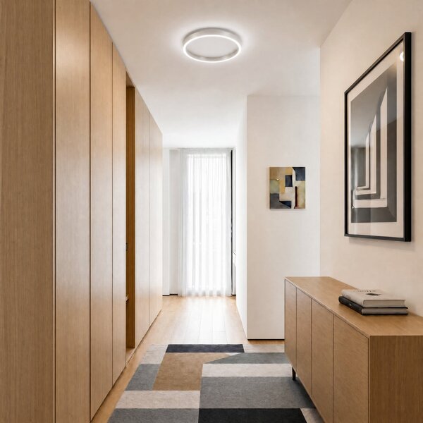 Lucande Rotundo LED stropna svjetiljka, Ø 40 cm, aluminij, prigušiva, prigušiva, Metalik, Dnevni boravak/blagovaonica, Plastika