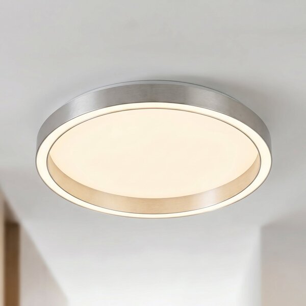 Lucande Rotundo LED stropna svjetiljka, Ø 40 cm, aluminij, prigušiva, prigušiva, Metalik, Dnevni boravak/blagovaonica, Plastika