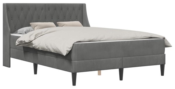 Okvir kreveta s madracem Tamno siva 137 x 190 cm Baršun - Siva / 137 x 190 cm