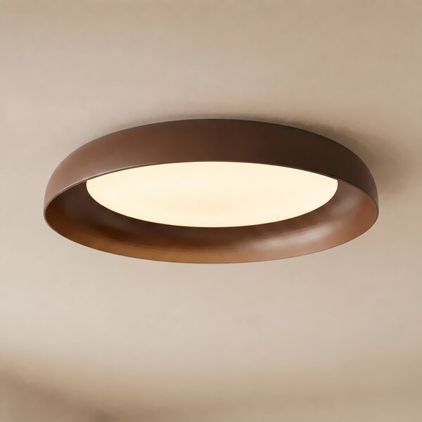 Lindby Florie LED stropna svjetiljka, smeđa, metal, Ø 40 cm, Smeđa / hrđa, Dnevni boravak/blagovaonica, Plastika