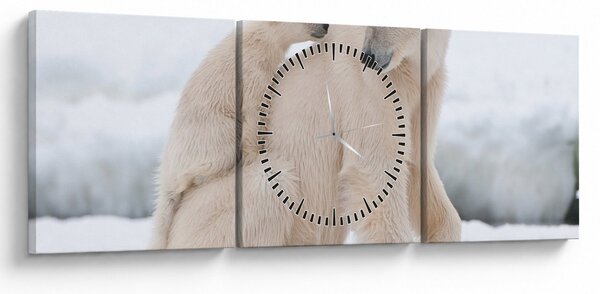 Slika - Polarni medvjedi (sa satom) (90x30 cm)