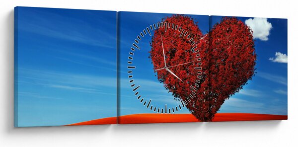 Slika - Stablo u obliku srca (sa satom) (90x30 cm)