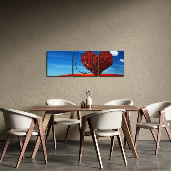 Slika - Stablo u obliku srca (sa satom) (90x30 cm)