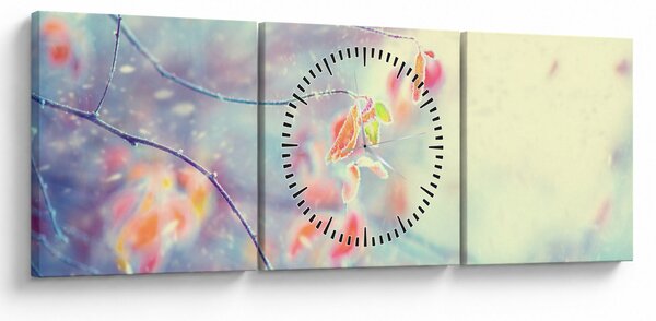 Slika - Listići u ledu (sa satom) (90x30 cm)