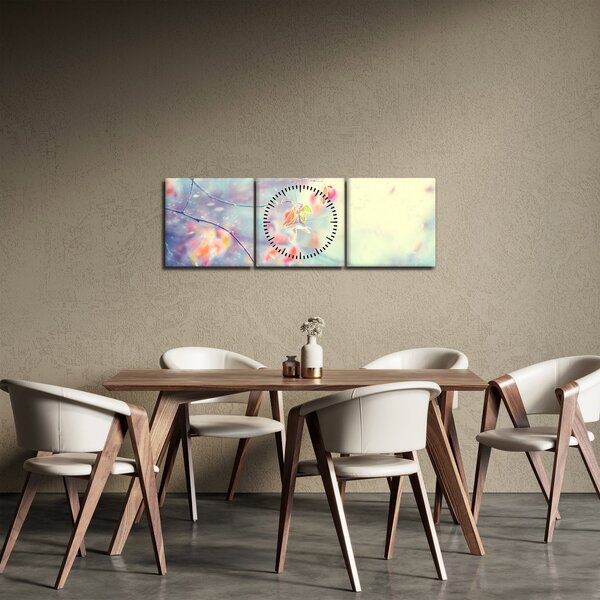 Slika - Listići u ledu (sa satom) (90x30 cm)
