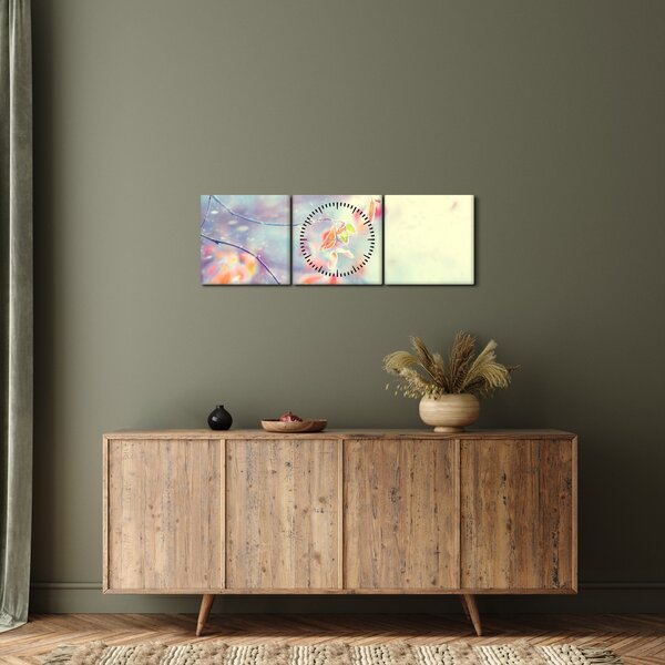 Slika - Listići u ledu (sa satom) (90x30 cm)