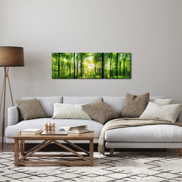Slika - Zora u šumi (sa satom) (90x30 cm)