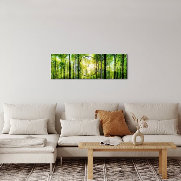 Slika - Zora u šumi (sa satom) (90x30 cm)