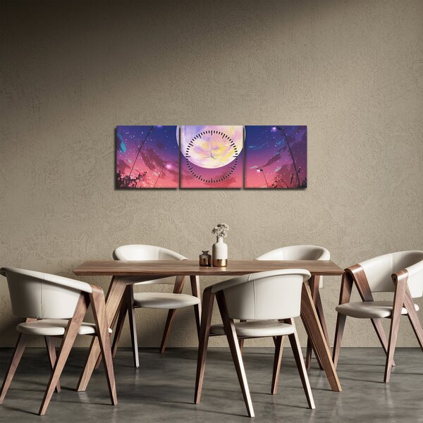 Slika - Žena i pas na mjesečini (sa satom) (90x30 cm)