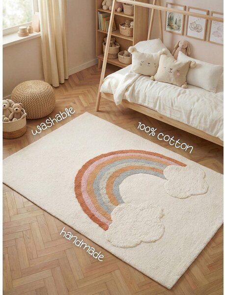 Krem periv/ručno rađen pamučan dječji tepih 140x200 cm Snuggle Petite – Hanse Home