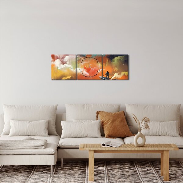 Slika - Čovjek koji plovi svemirom (sa satom) (90x30 cm)