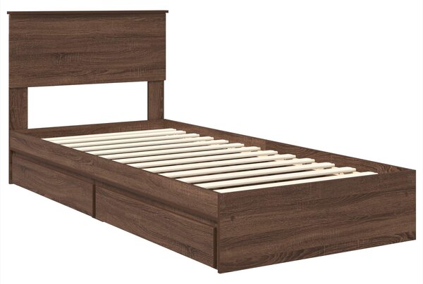 Krevet s od storage Smeđi hrast 75 x 190 cm Konstruirano drvo - Smeđa / 75 x 190 cm
