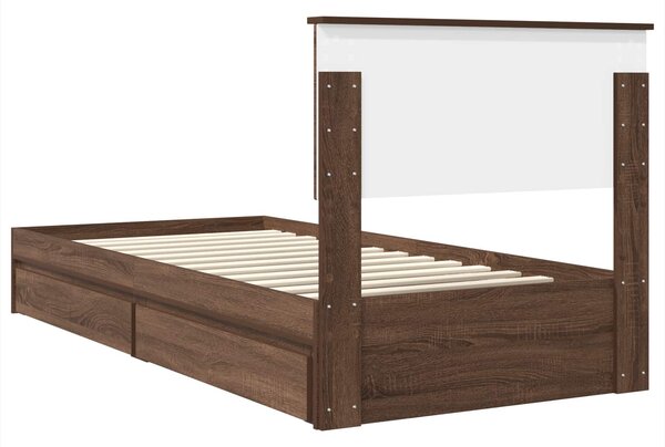 Krevet s od storage Smeđi hrast 75 x 190 cm Konstruirano drvo - Smeđa / 75 x 190 cm