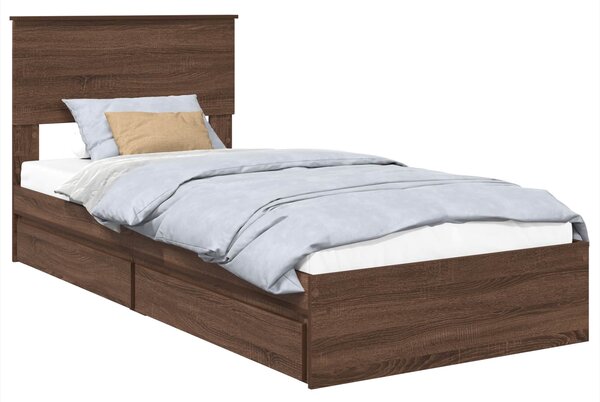 Krevet s od storage Smeđi hrast 75 x 190 cm Konstruirano drvo - Smeđa / 75 x 190 cm