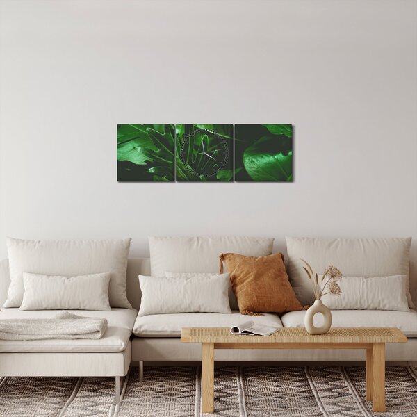 Slika - Lišće palme (sa satom) (90x30 cm)