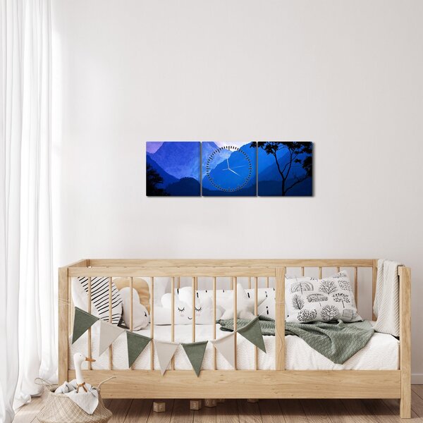 Slika - Noćno nebo u Nepalu (sa satom) (90x30 cm)