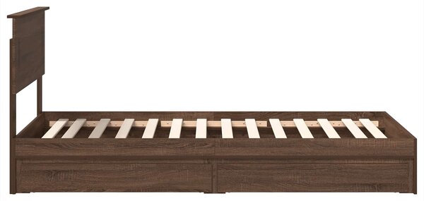 Krevet s od storage Smeđi hrast 75 x 190 cm Konstruirano drvo - Smeđa / 75 x 190 cm