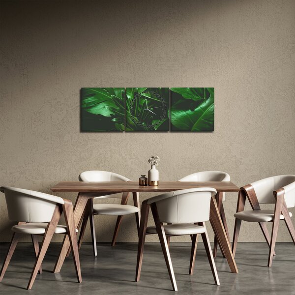 Slika - Lišće palme (sa satom) (90x30 cm)