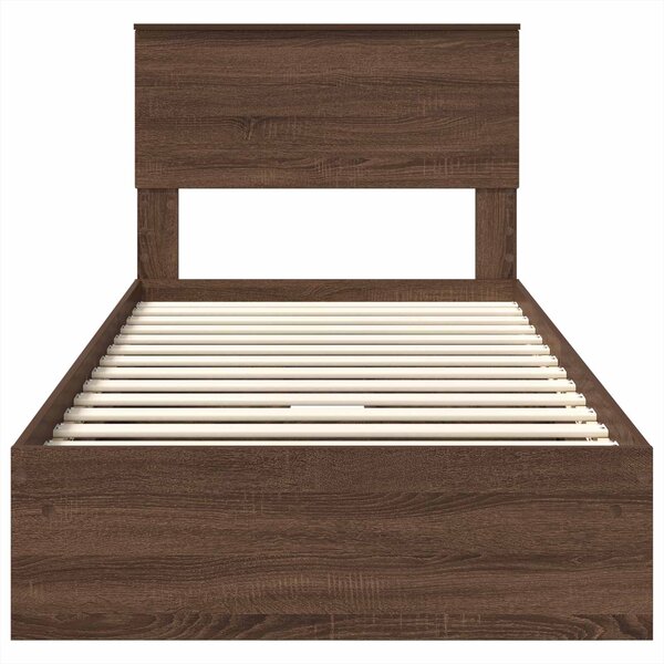 Krevet s od storage Smeđi hrast 75 x 190 cm Konstruirano drvo - Smeđa / 75 x 190 cm