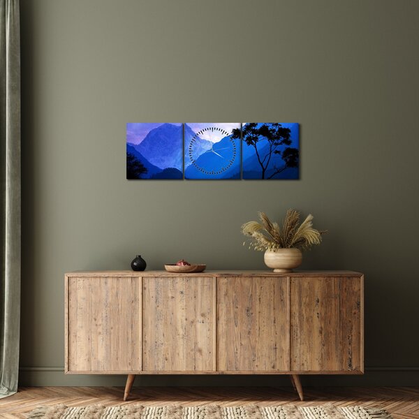 Slika - Noćno nebo u Nepalu (sa satom) (90x30 cm)